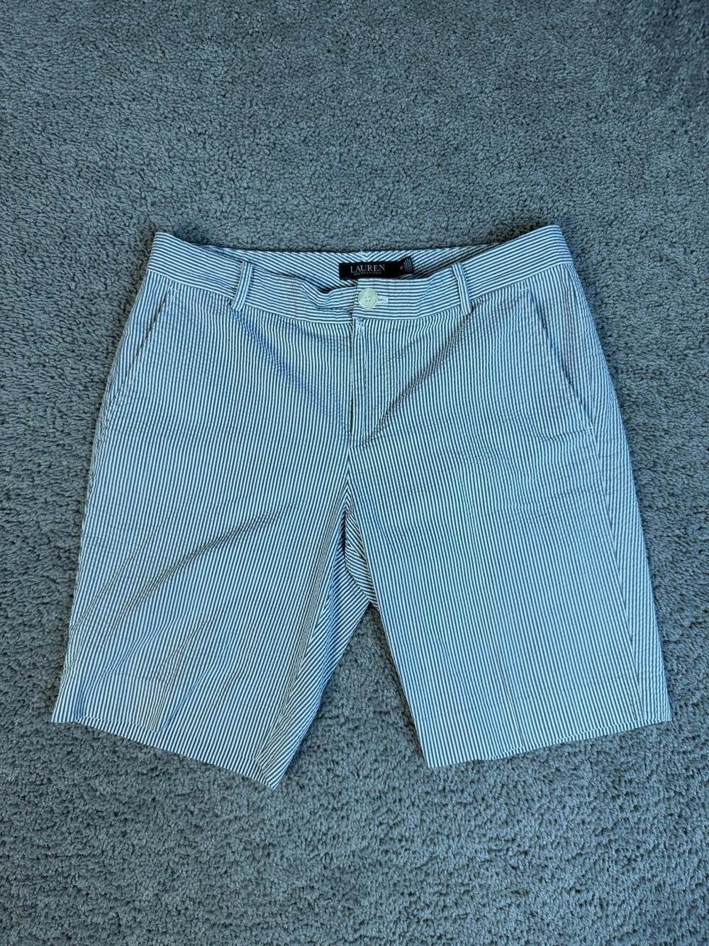 Lauren Ralph Lauren Bermuda Shorts Womens 8P White Seersucker 30 Waist 9 Inseam